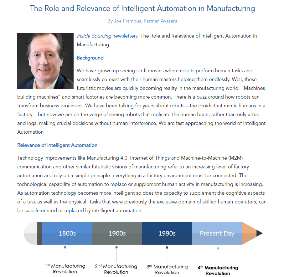 Role and Relevance of IA in Manufacturing Joe Frampus - Joe Frampus